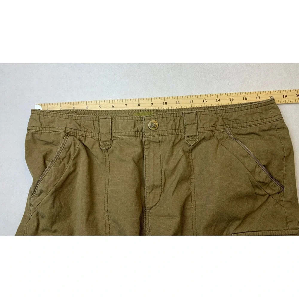 Eddie Bauer Cargo Shorts Womens 14 Olive‎ Green Ripstop Cotton Hiking Shorts 7